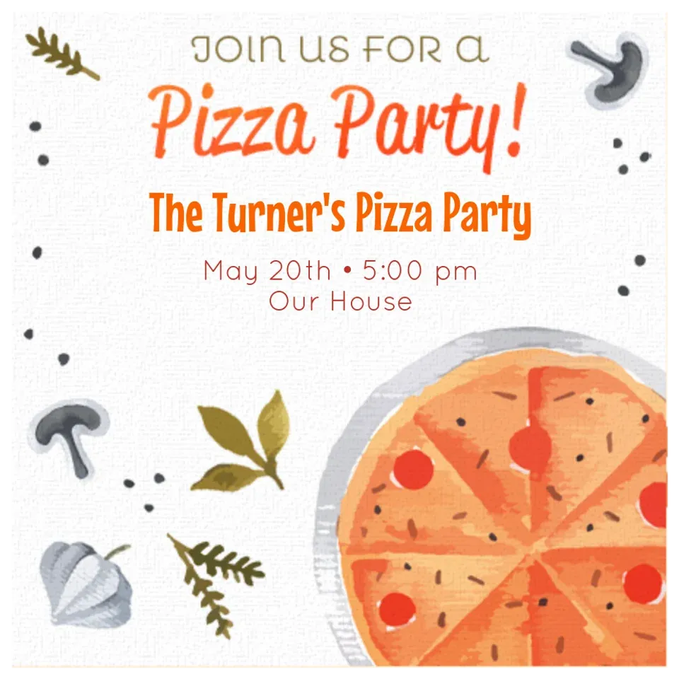 Watercolor Pizza Party card