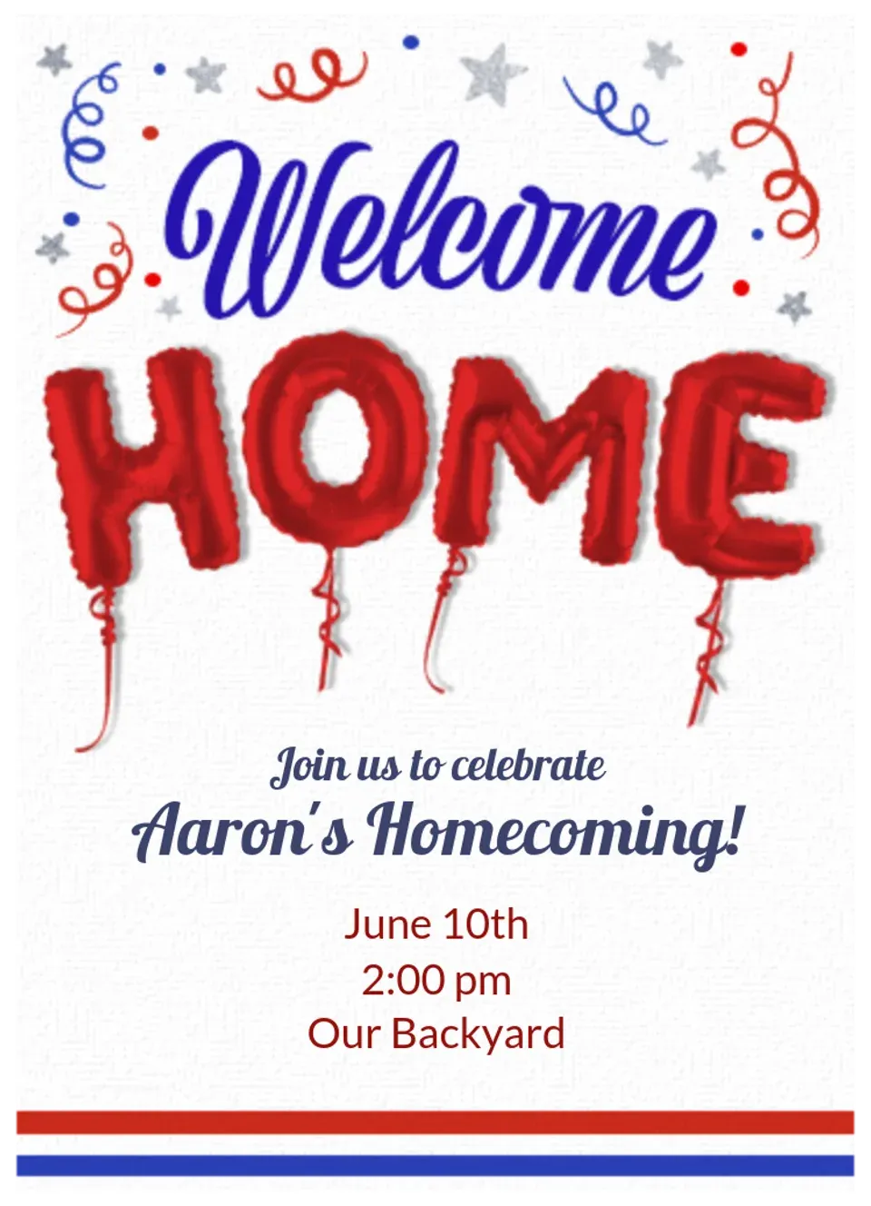 Welcome Home Balloons card