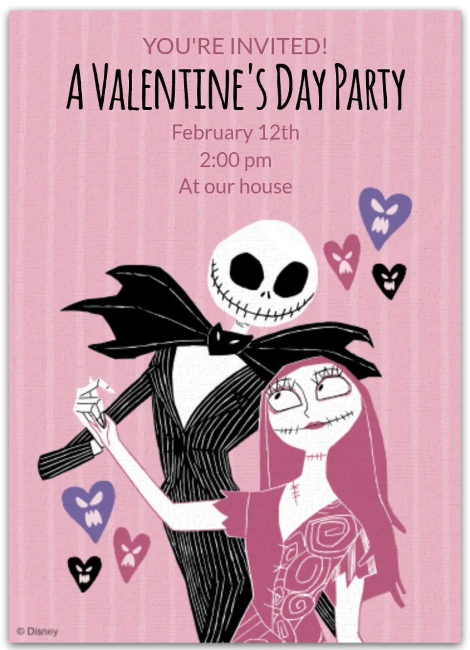 Jack & Sally Val-oween card