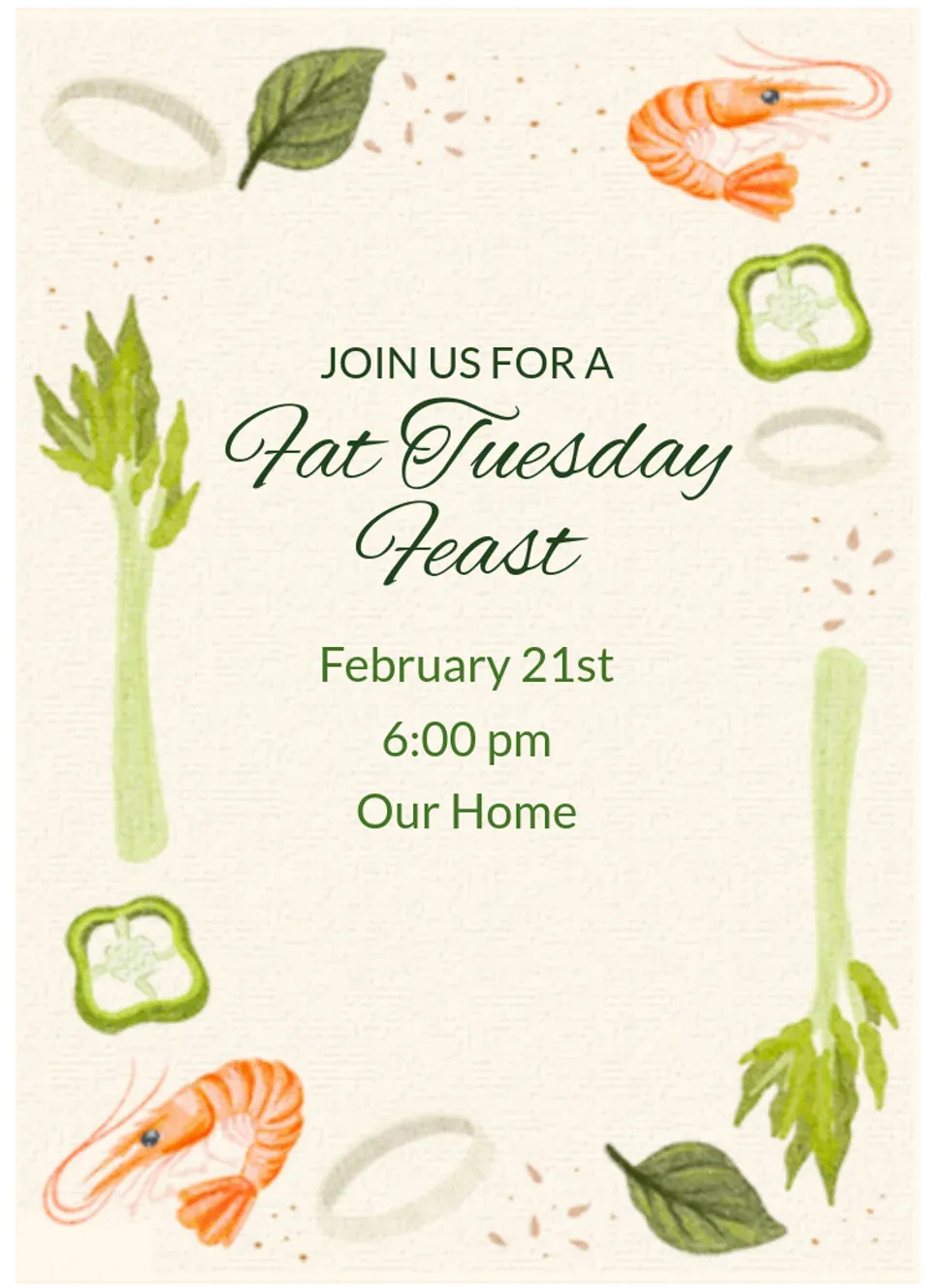 Fat Tuesday Feast card