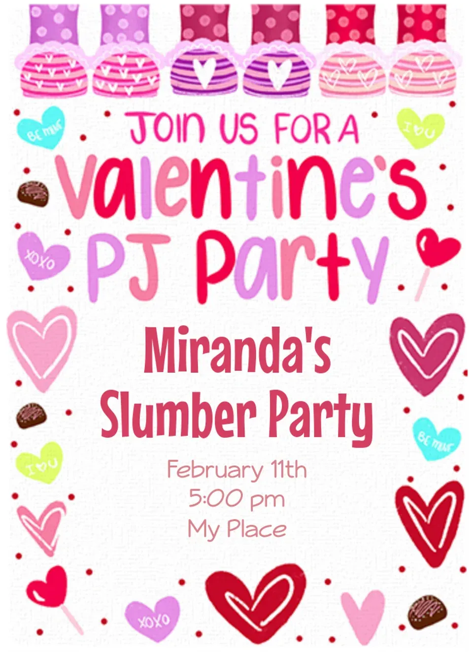 Valentine's Sleepover card