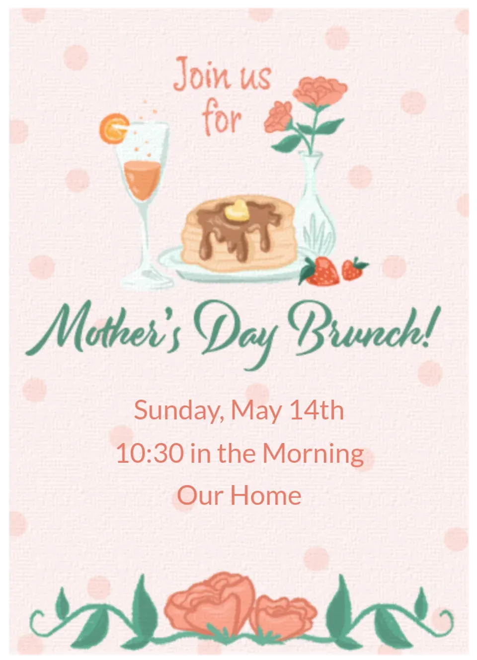 Pink Floral Brunch card