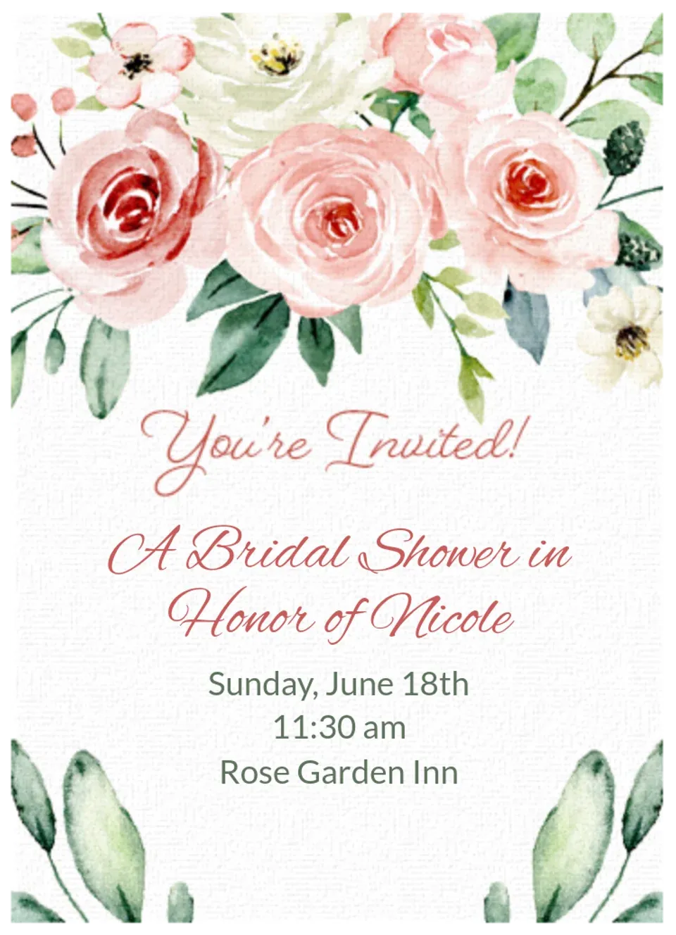 Watercolor Garden Rose card