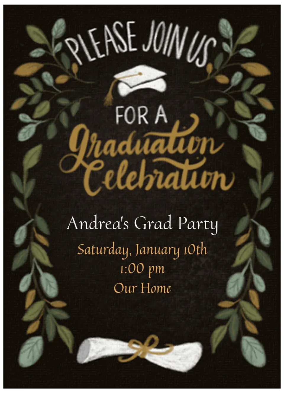 Grad Cap Greenery card