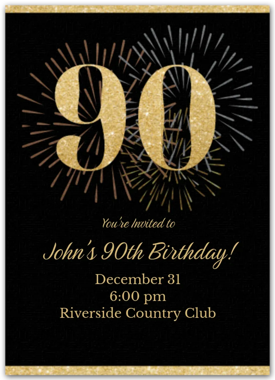 Milestone Fireworks Birthday 90 card