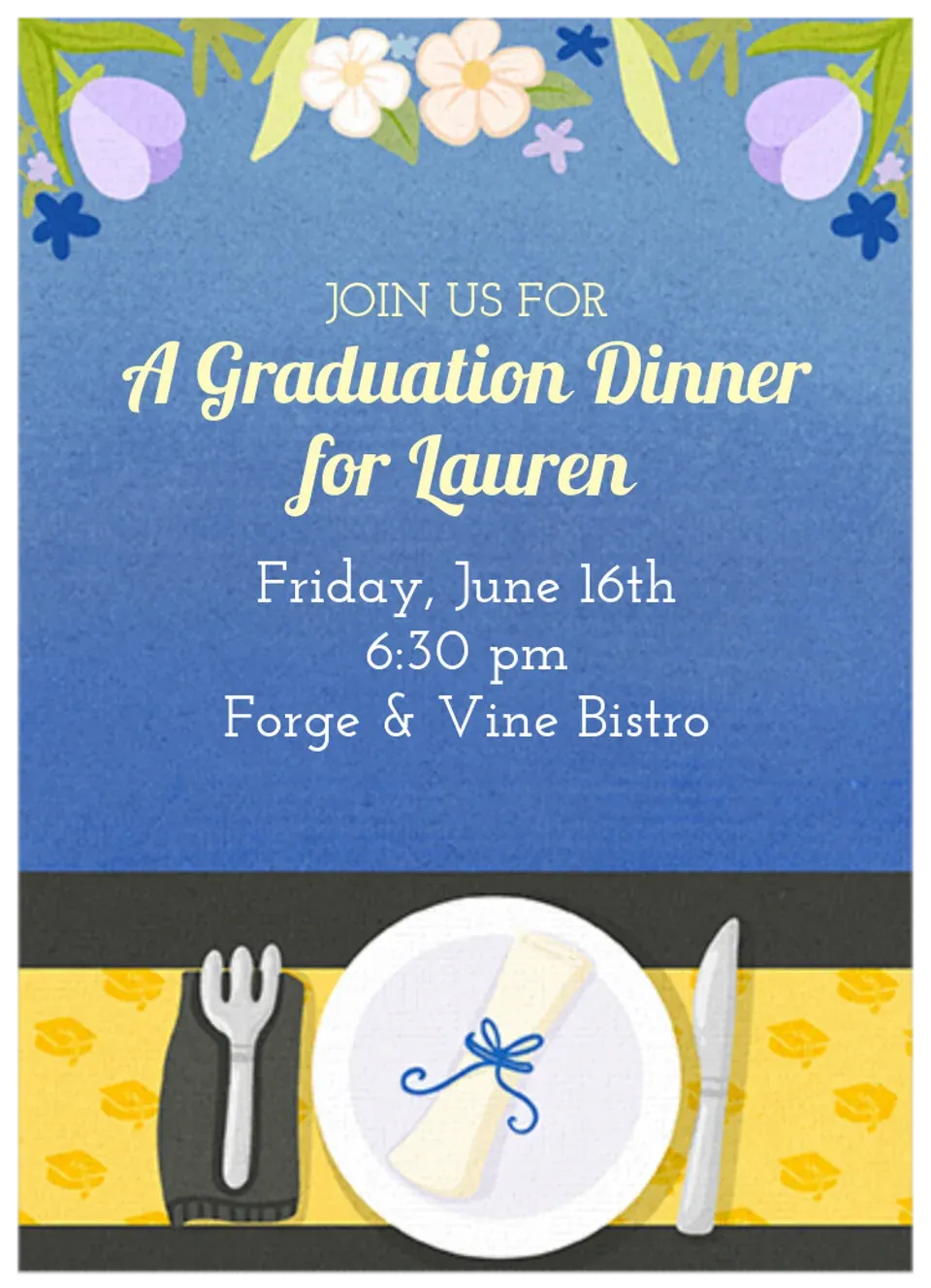 Restaurant Grad Party card