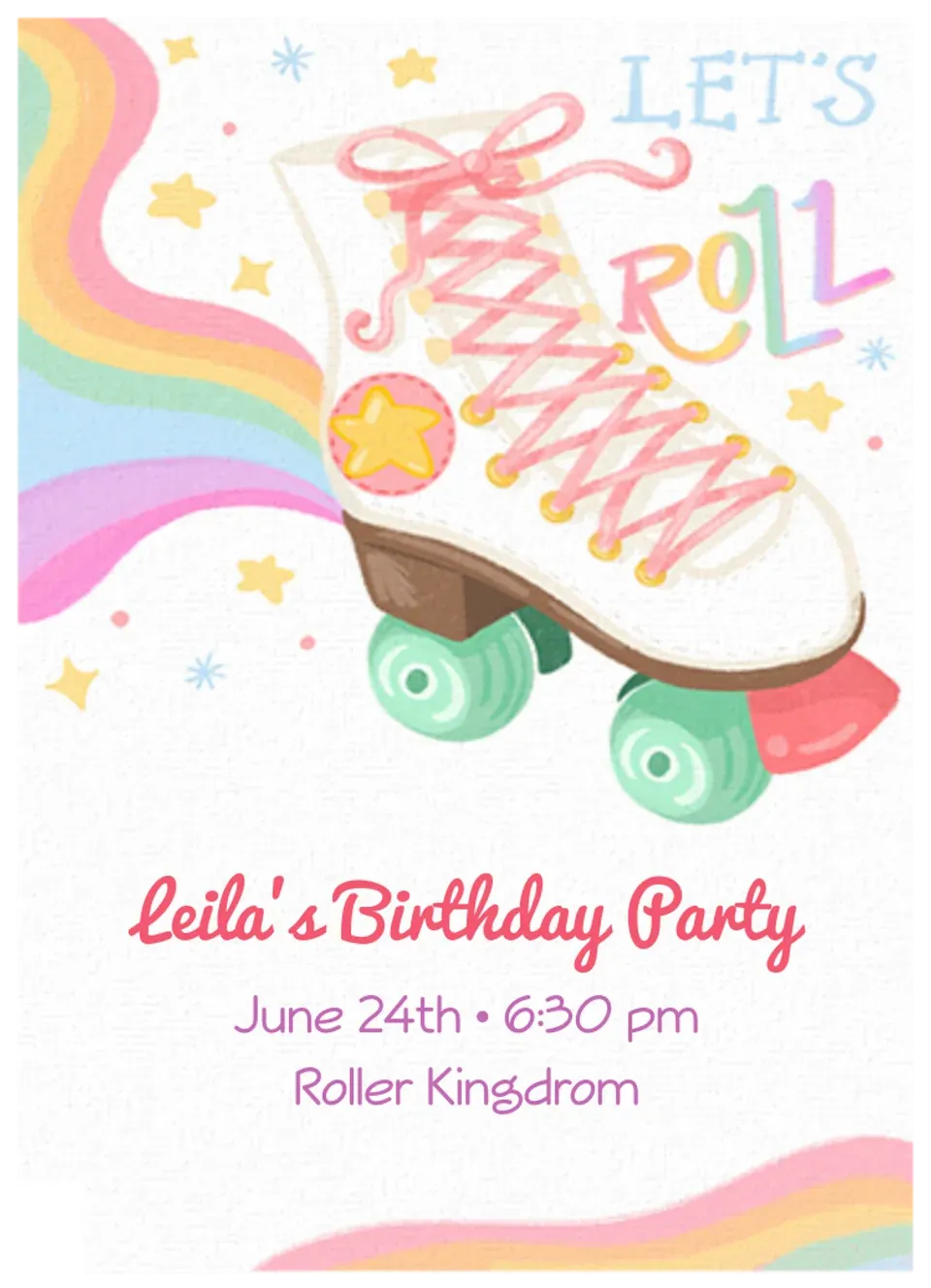 Rainbow Rollerskate card