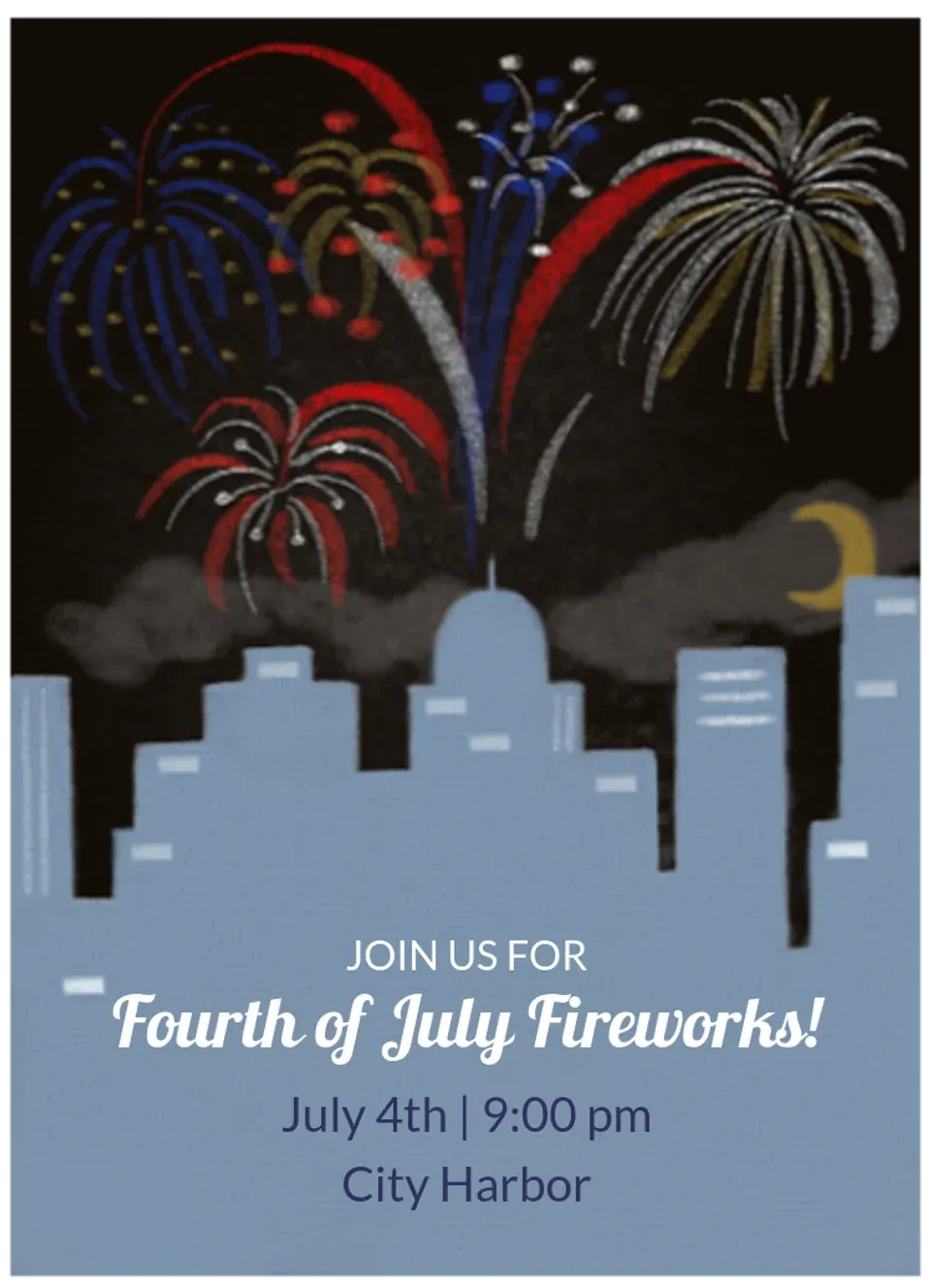 Chalkboard City Fireworks card