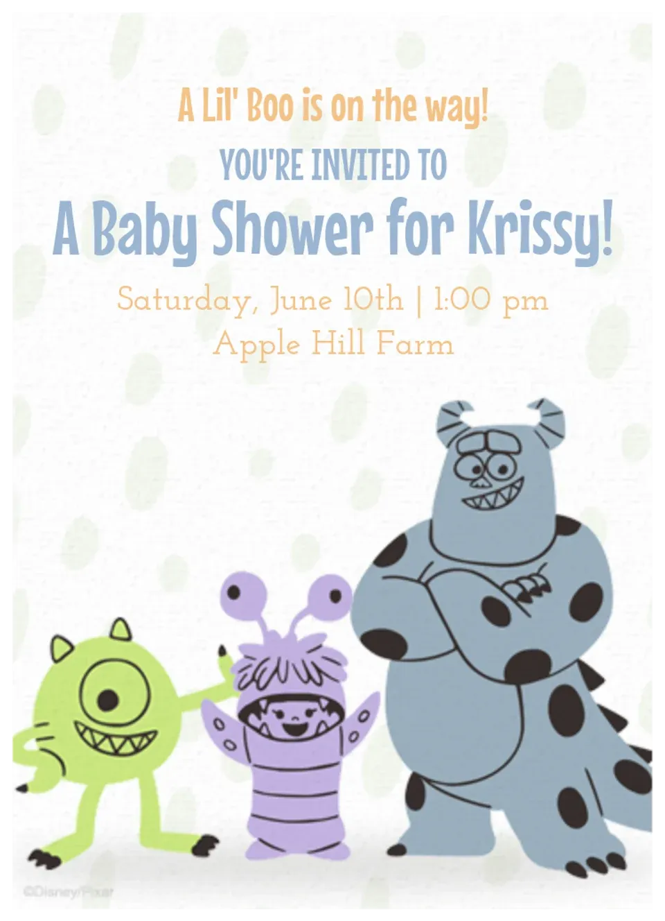 Monsters, Inc. Baby card
