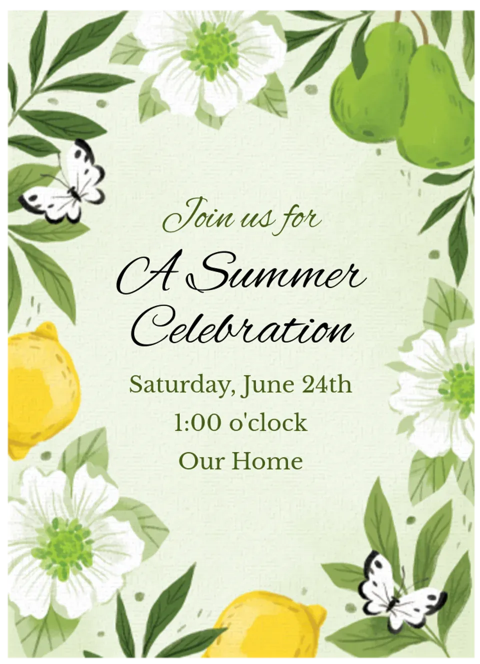 Fruit & Butterflies card