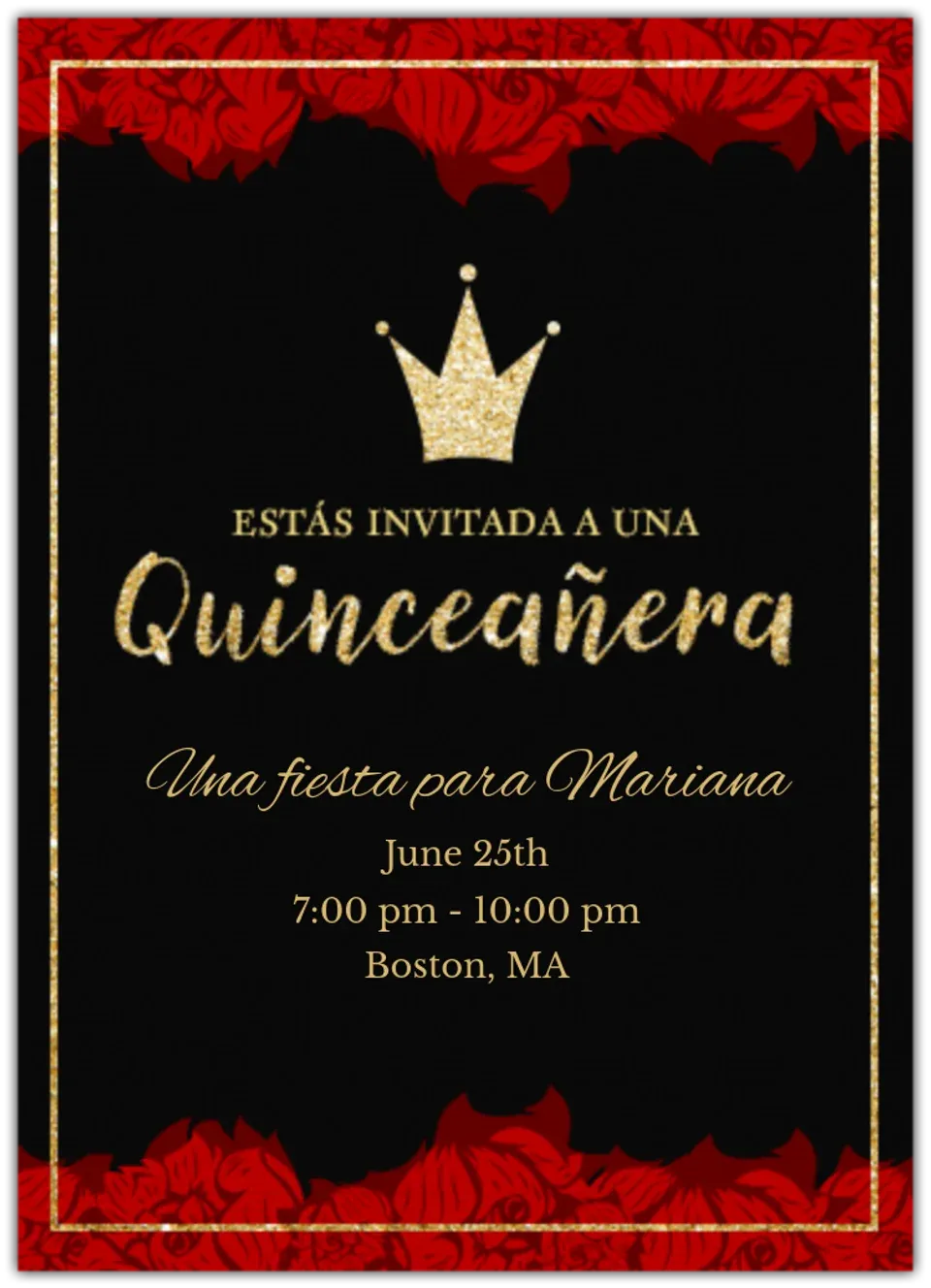 Black Tie Quinceañera card