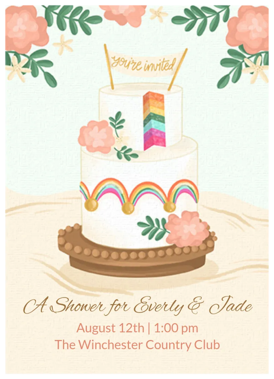 Rainbow Cake Couple card
