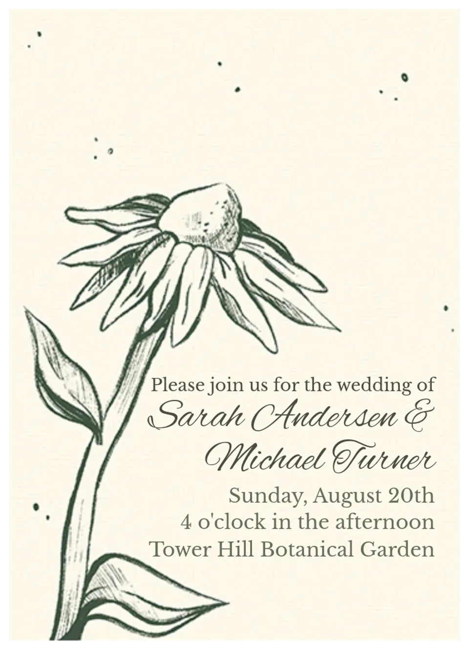 Inked Floral Sketch card