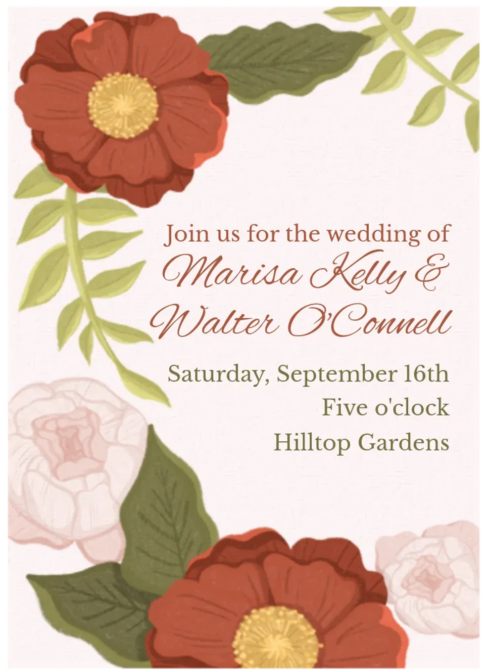 Wedding Poppies  card