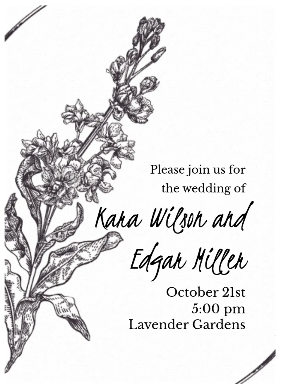 Ink Drawing Floral card