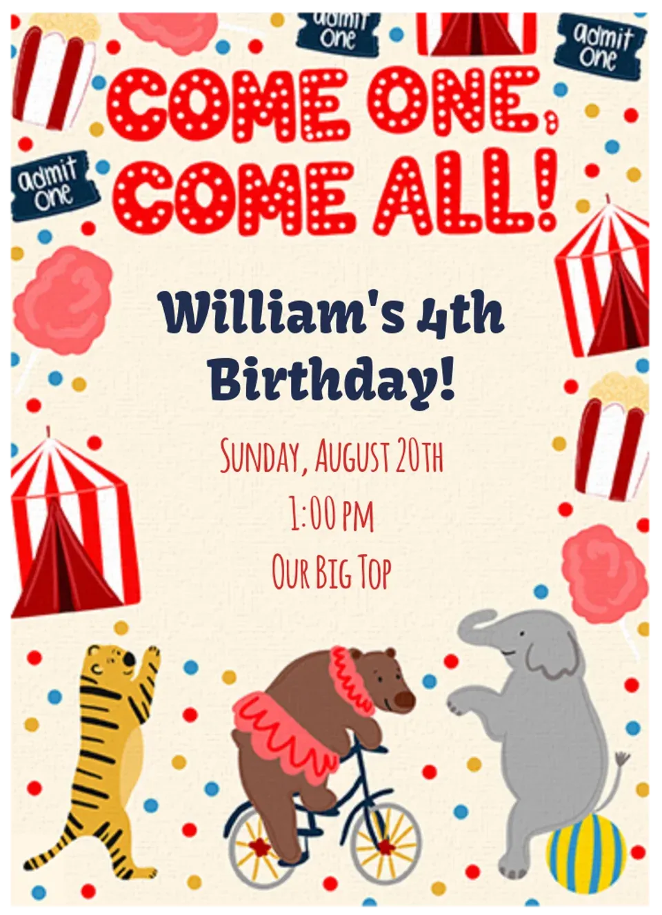 Circus Birthday card