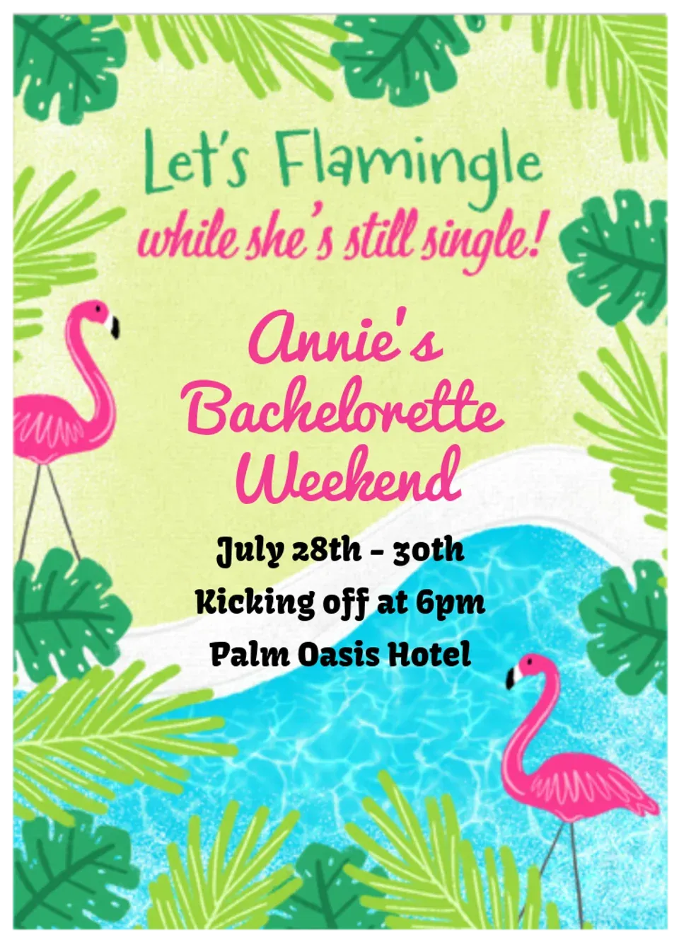 Flamingle Bachelorette card