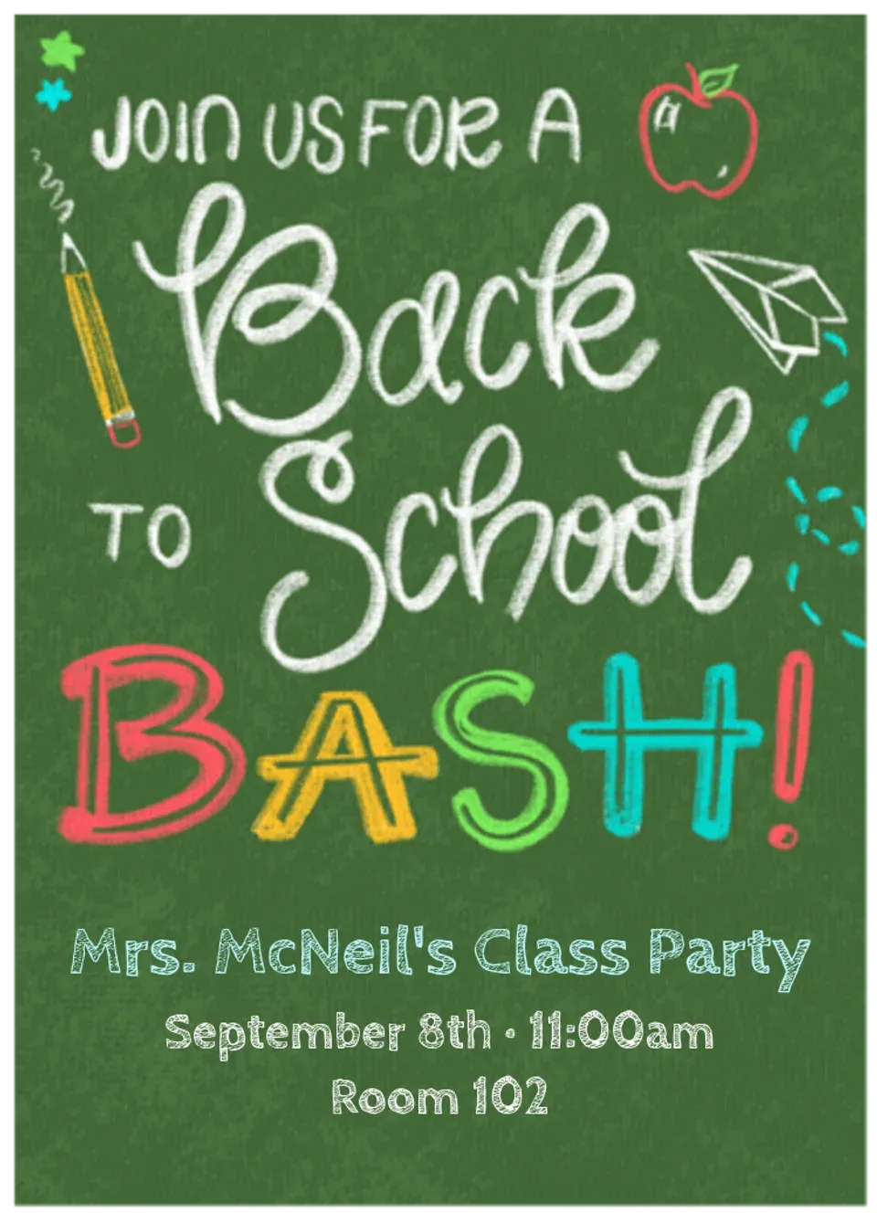 Back to School Chalkboard card