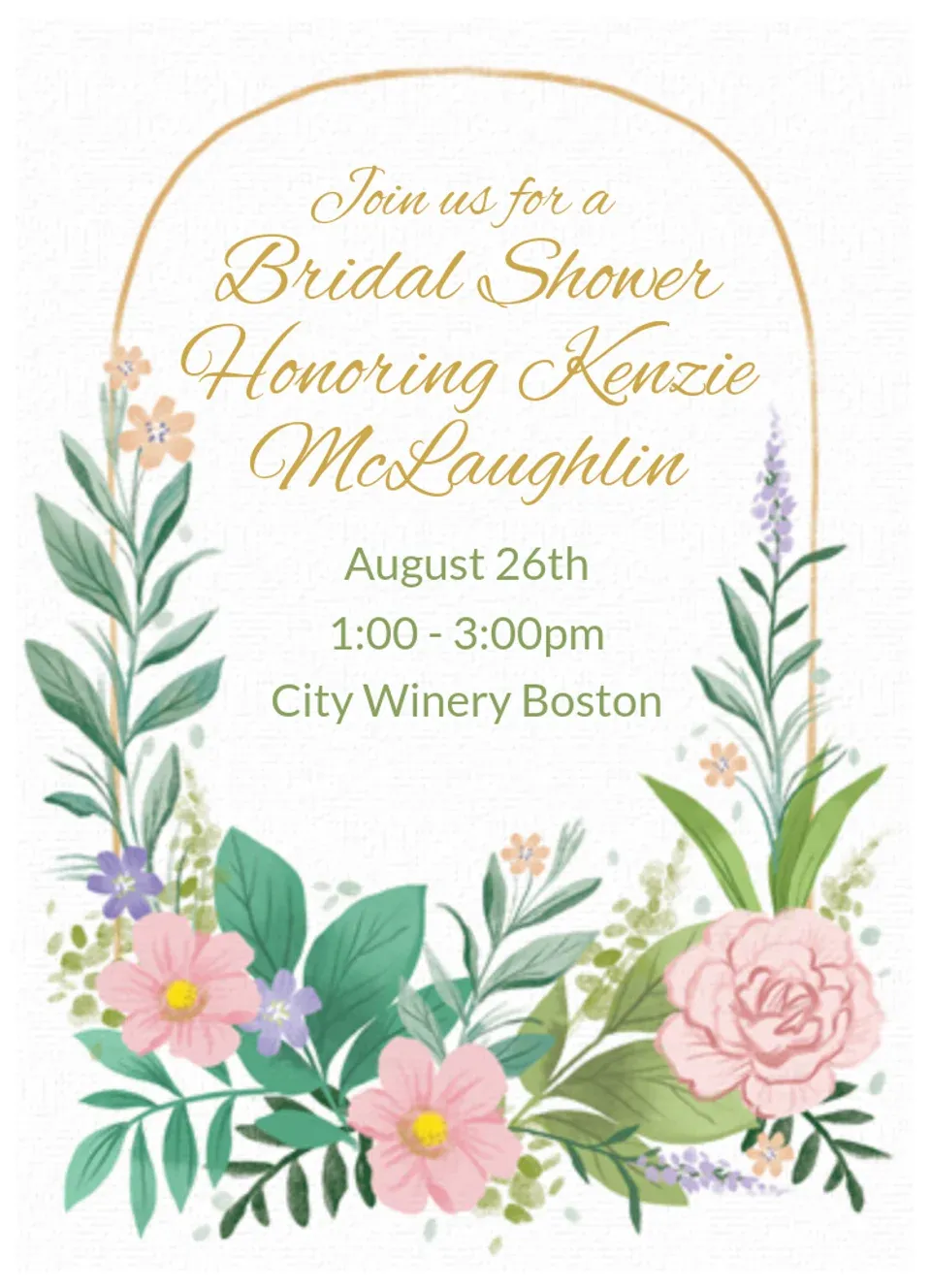 Gold Arch Floral card