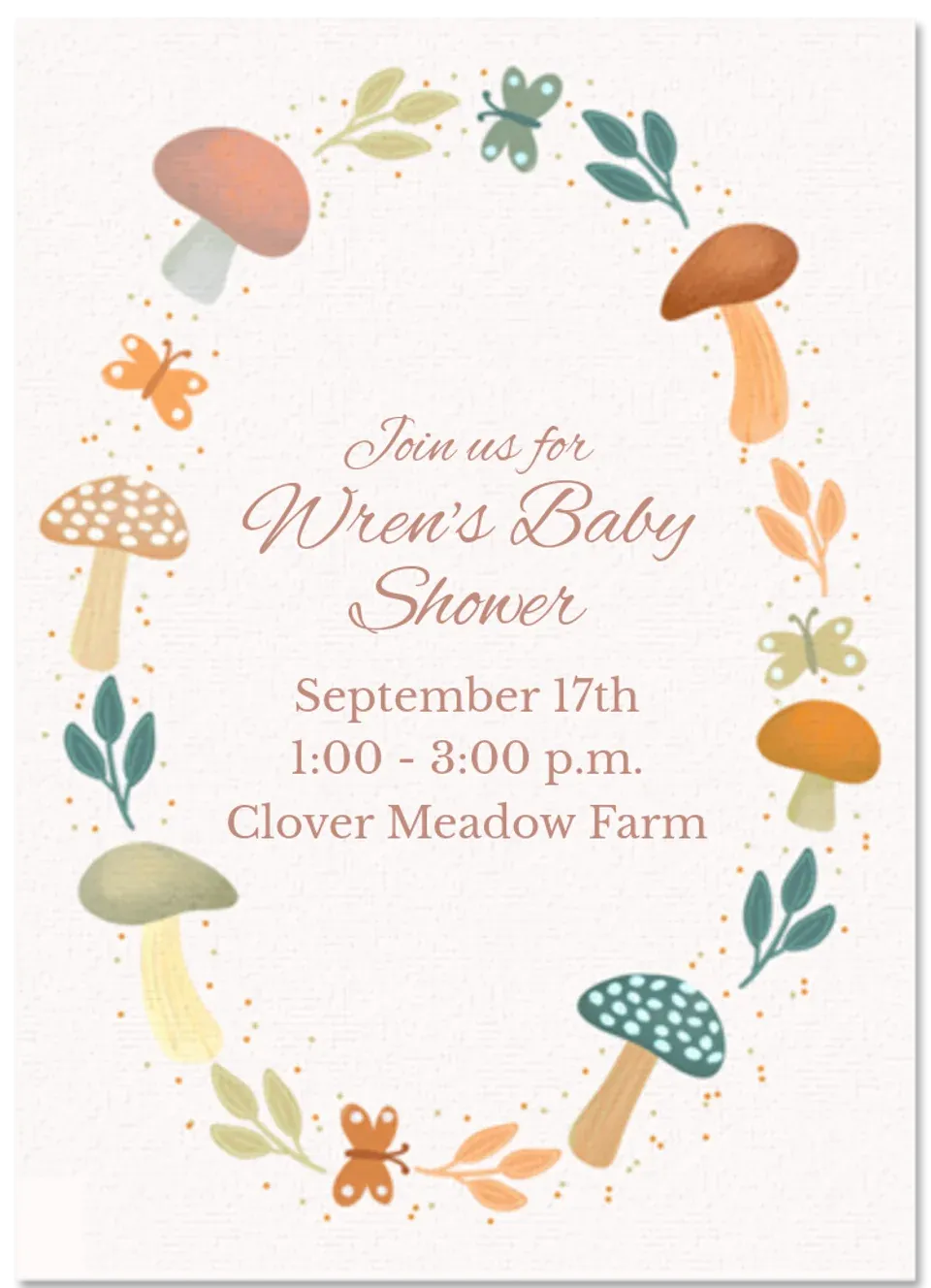 Woodland Mushrooms card