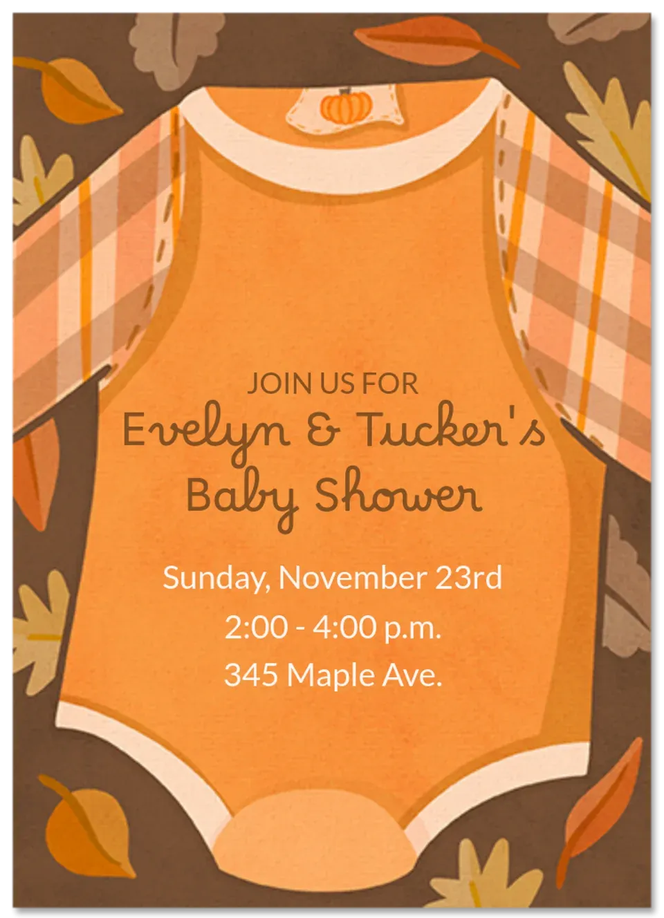 Fall Flannel Baby Shower card