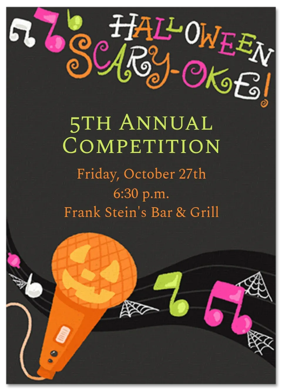 Scary-oke Party card