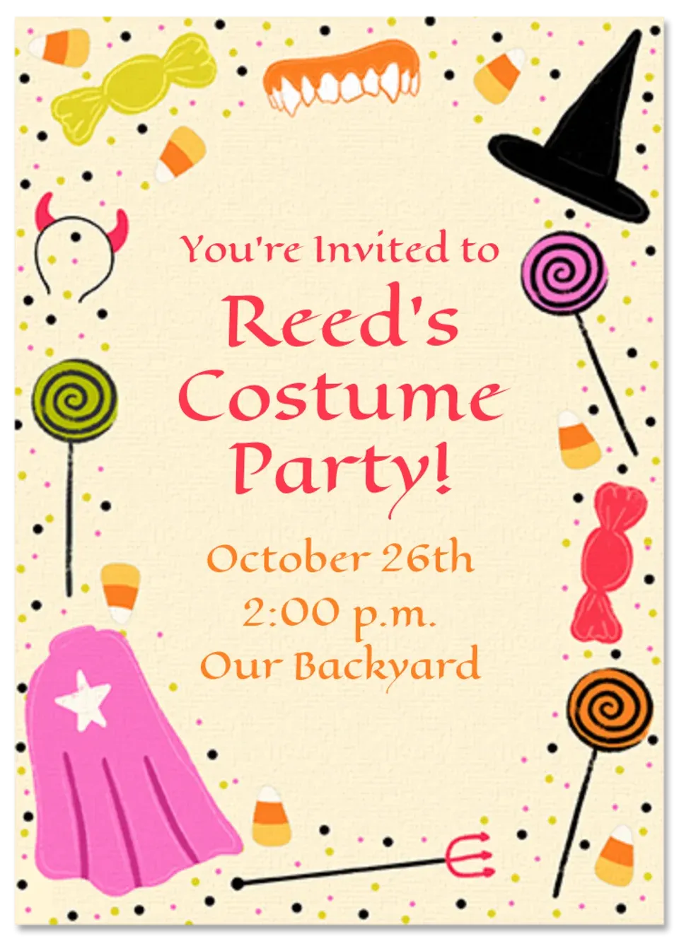 Candy & Costumes card