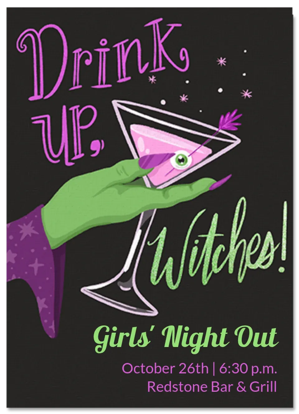 Drink Up Witches card