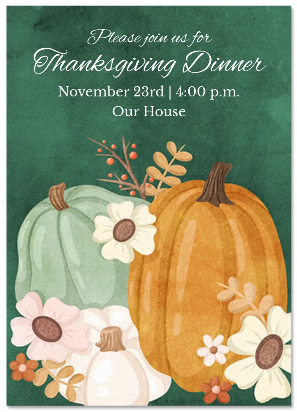 Modern Pumpkin Floral card