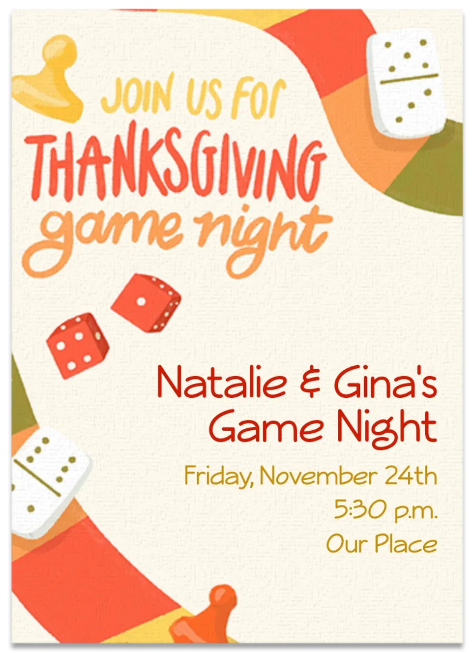 Thanksgiving Game Night card
