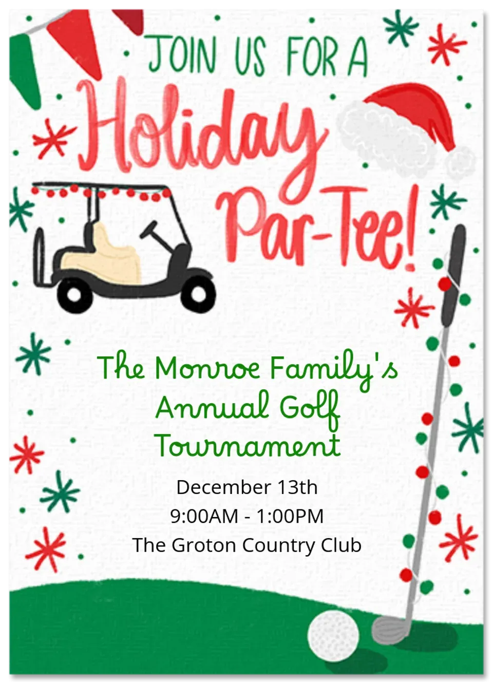 Holiday Par-tee card