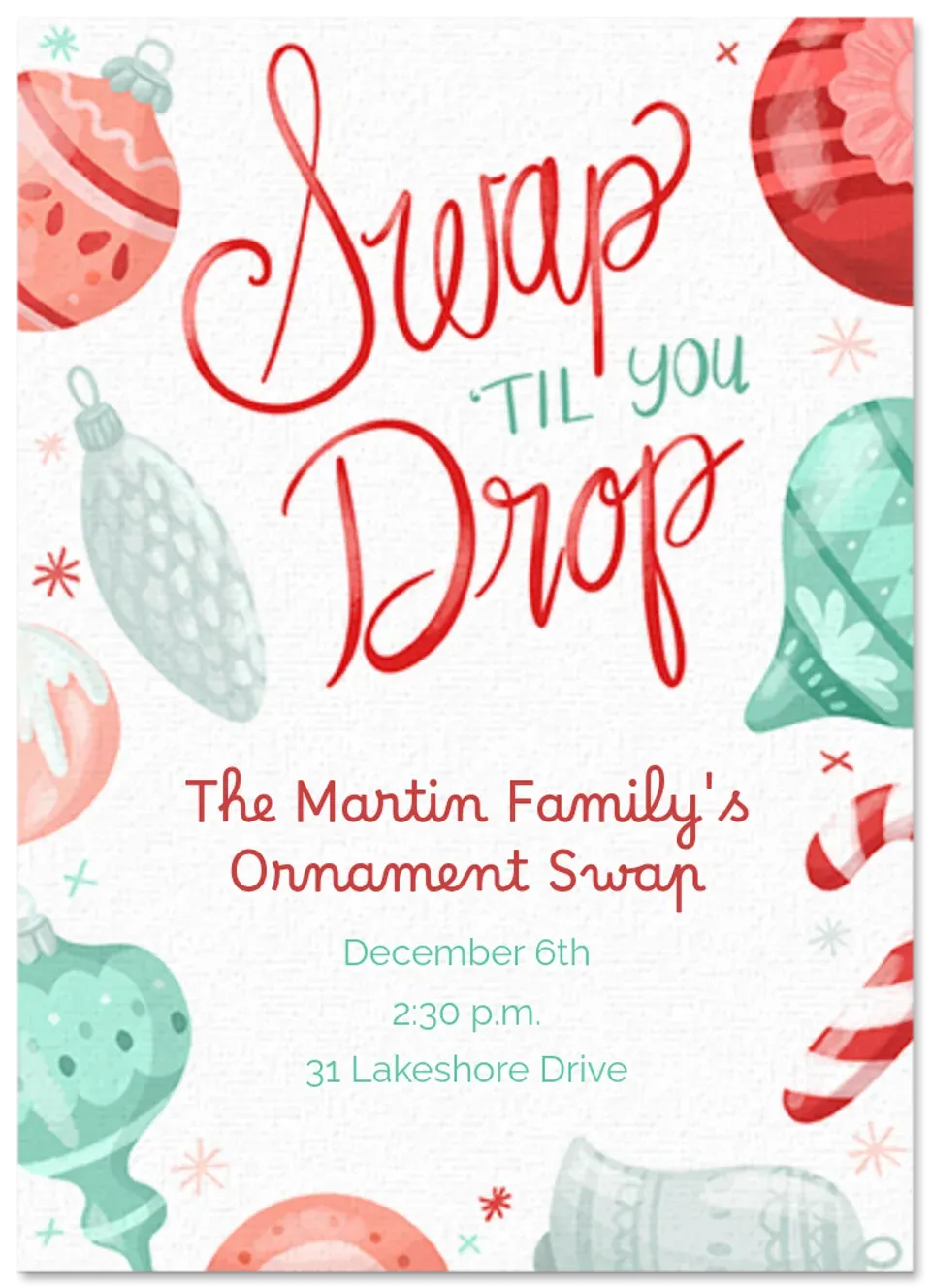 Retro Ornament Swap card