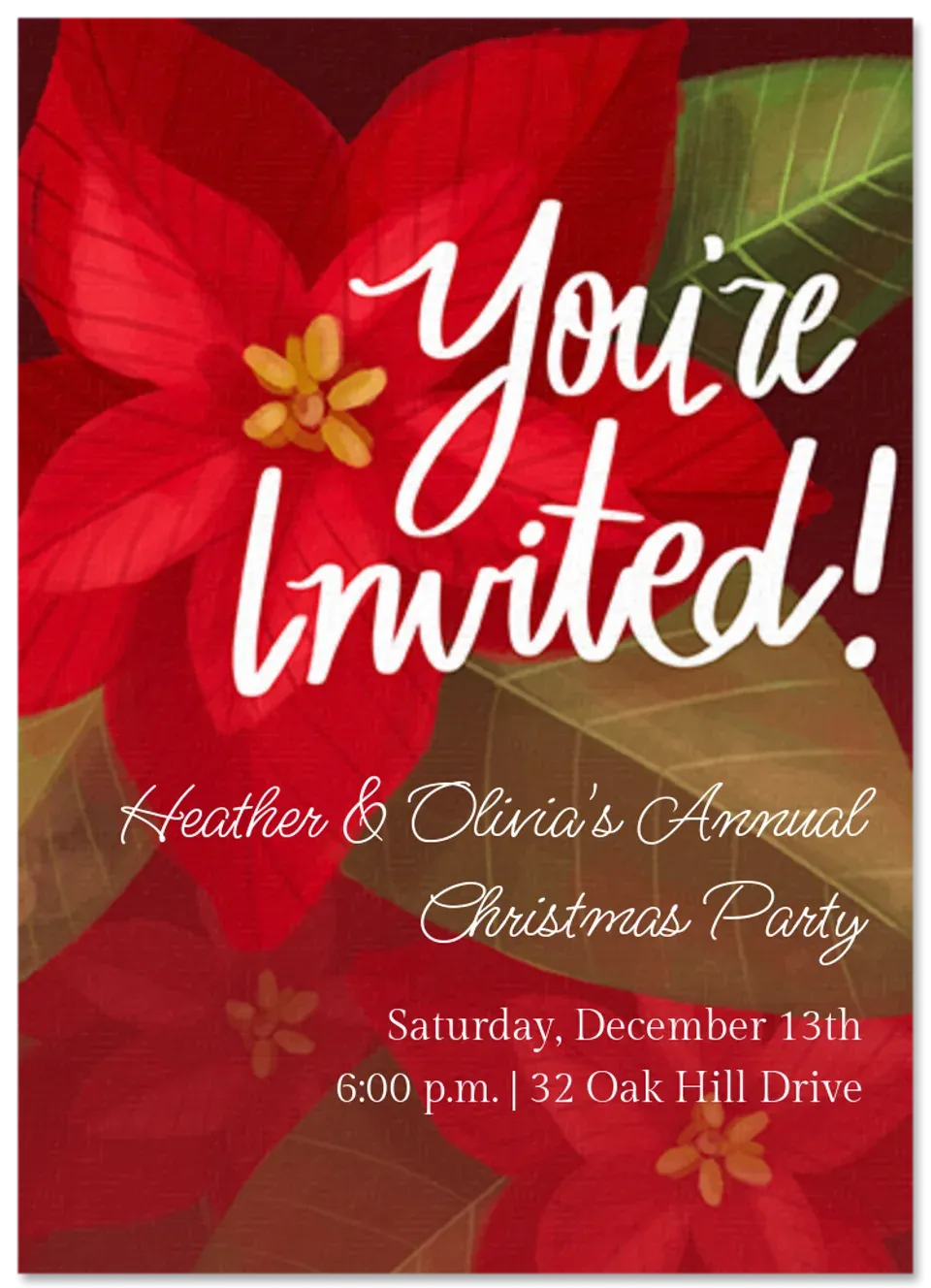 Painted Poinsettias  card