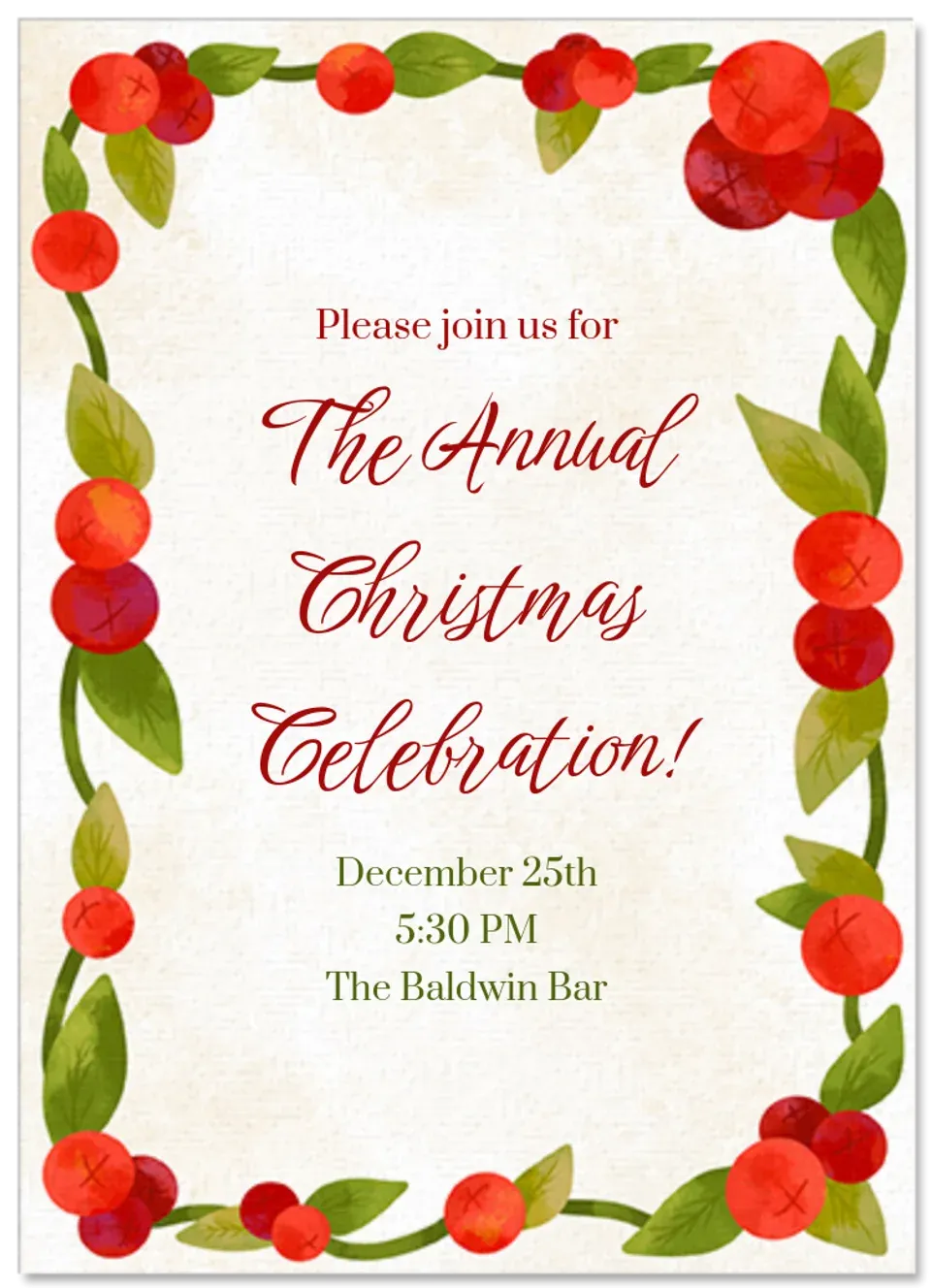 Holly Berry Border card