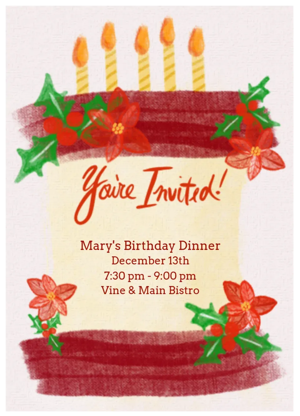 Holiday Holly Cake card