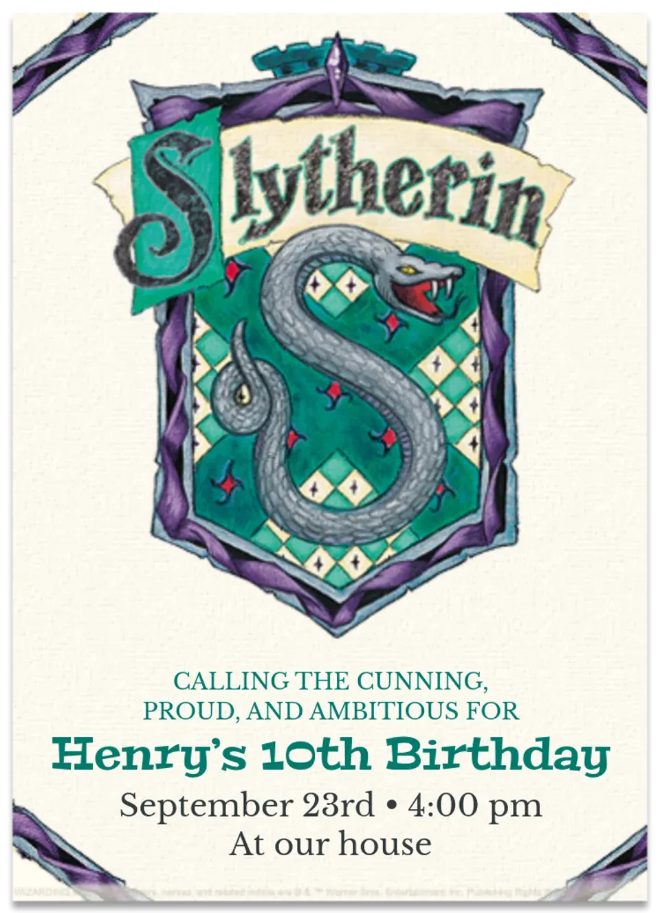 Harry Potter | Slytherin card