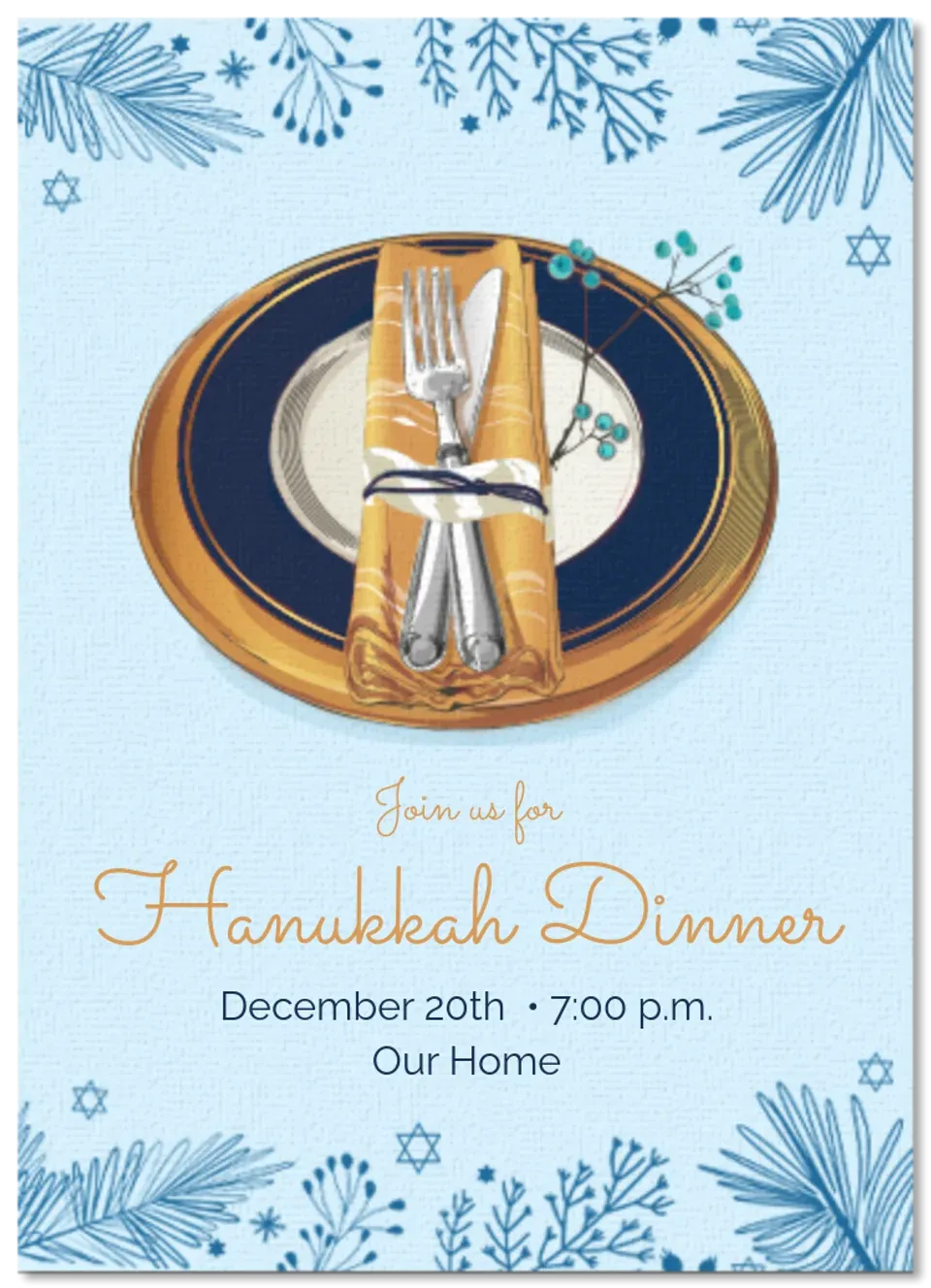 Hanukkah Dinner card