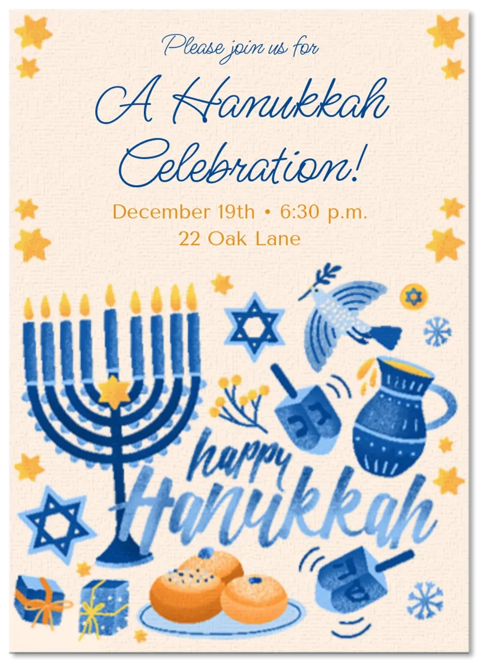 Hanukkah Watercolor card