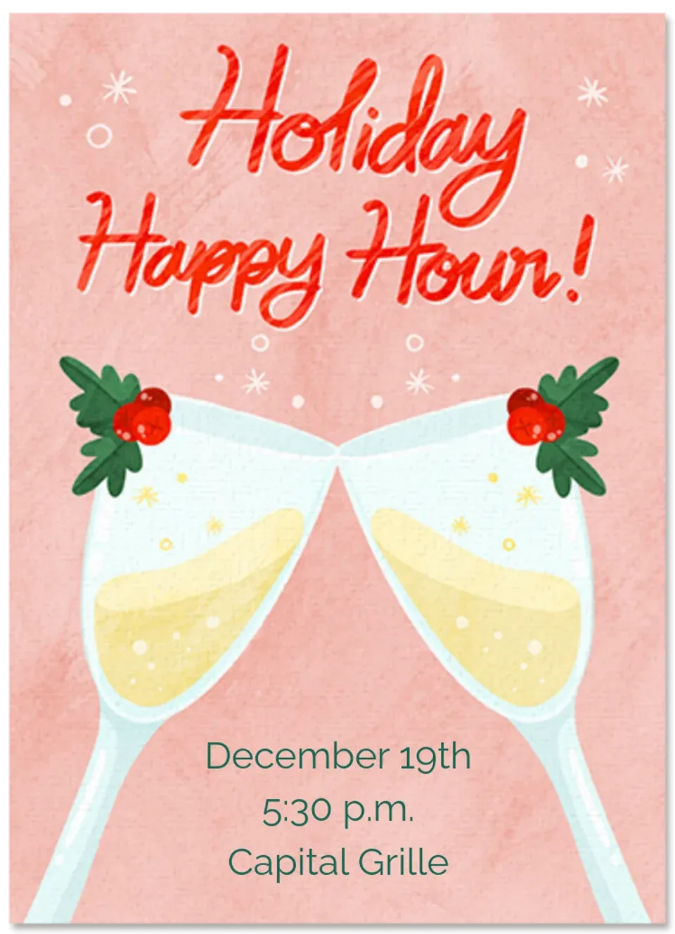 Holiday Happy Hour card