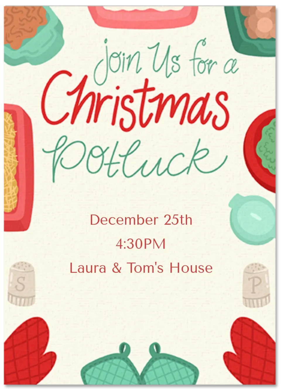 Christmas Potluck Table card