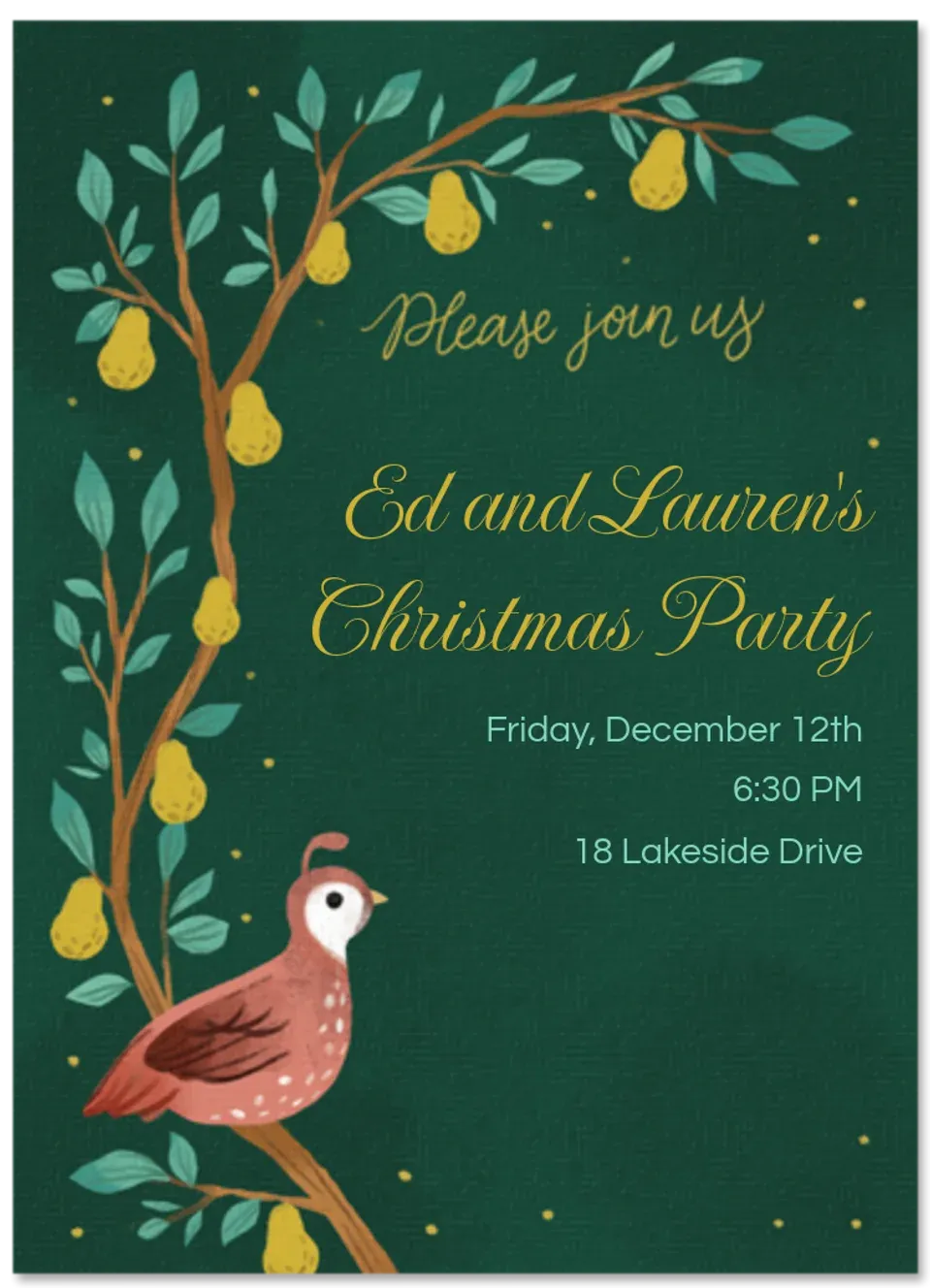 Partridge Pear Tree card