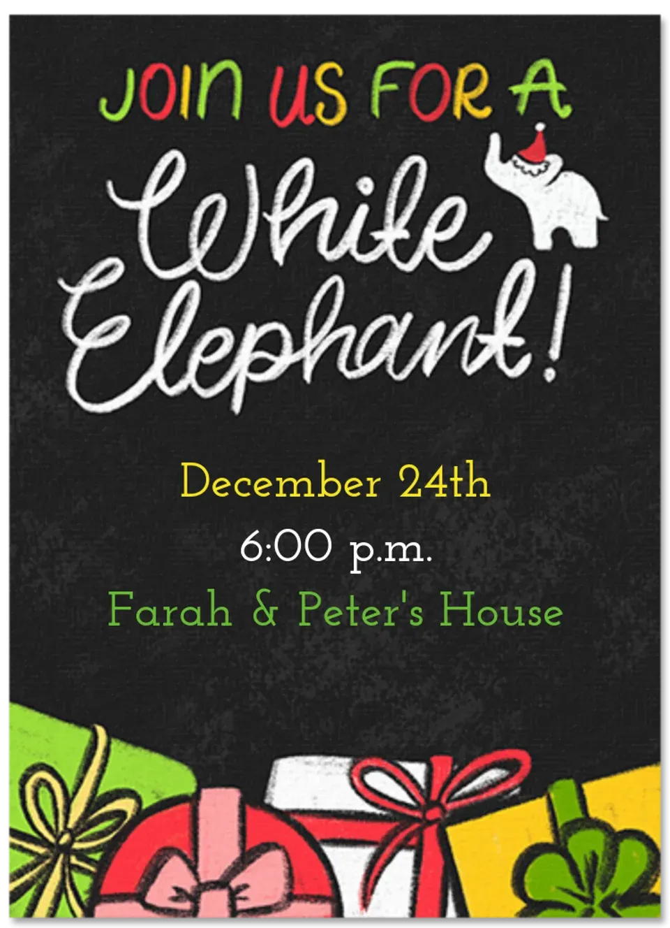 White Elephant Chalk card