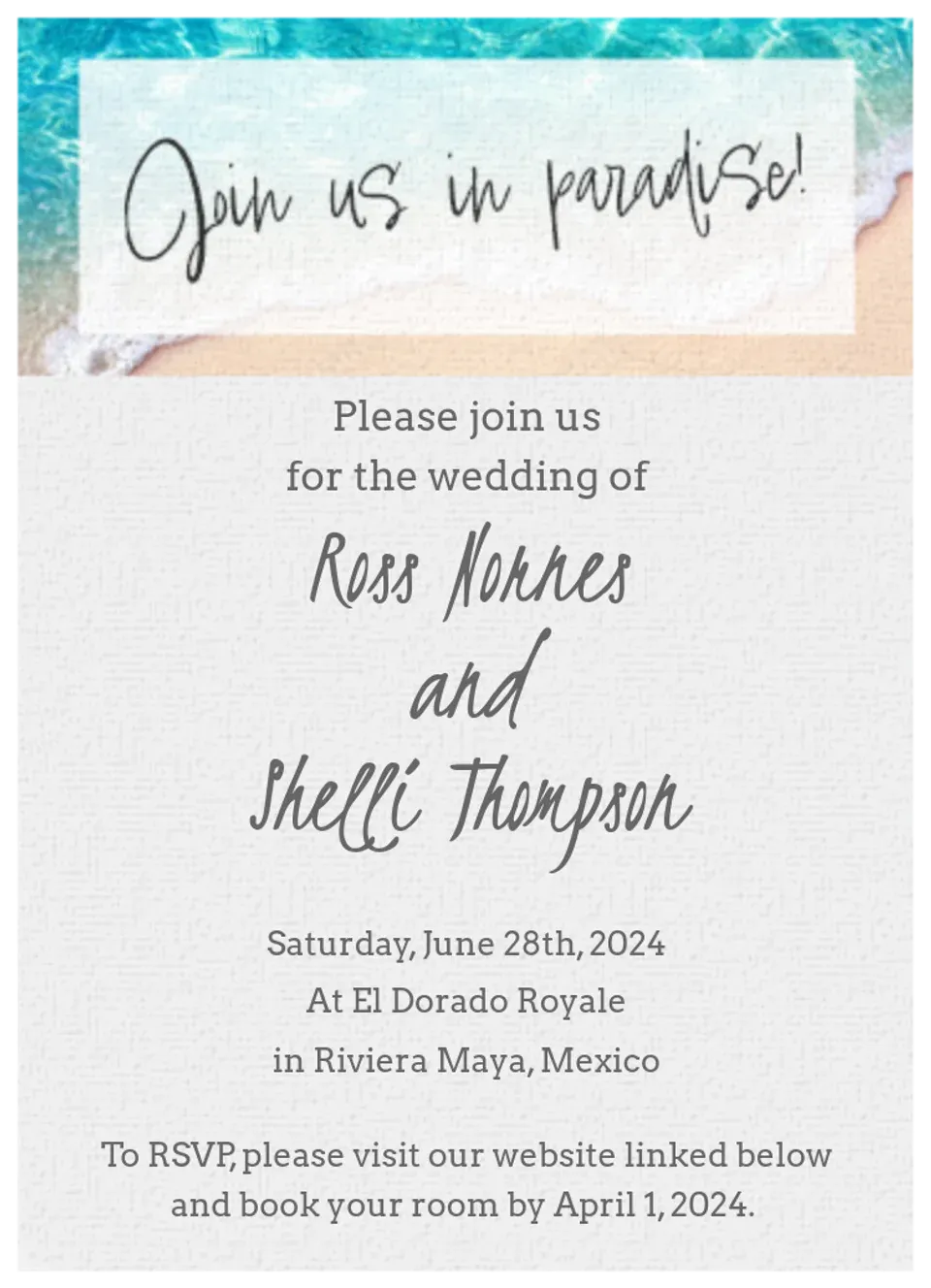 Romance Travel Group | Beach card