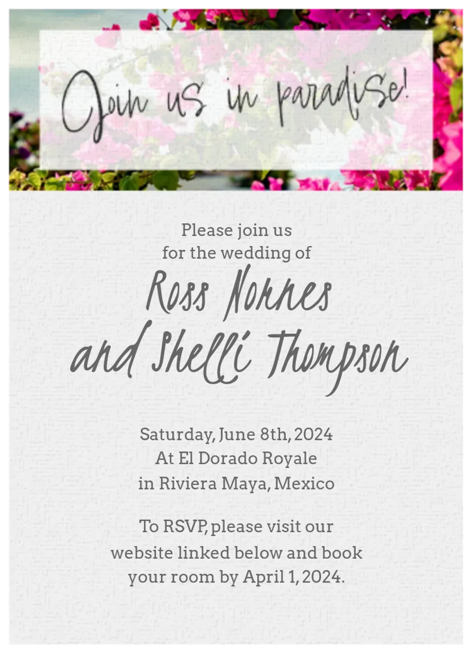 Romance Travel Group | Floral card