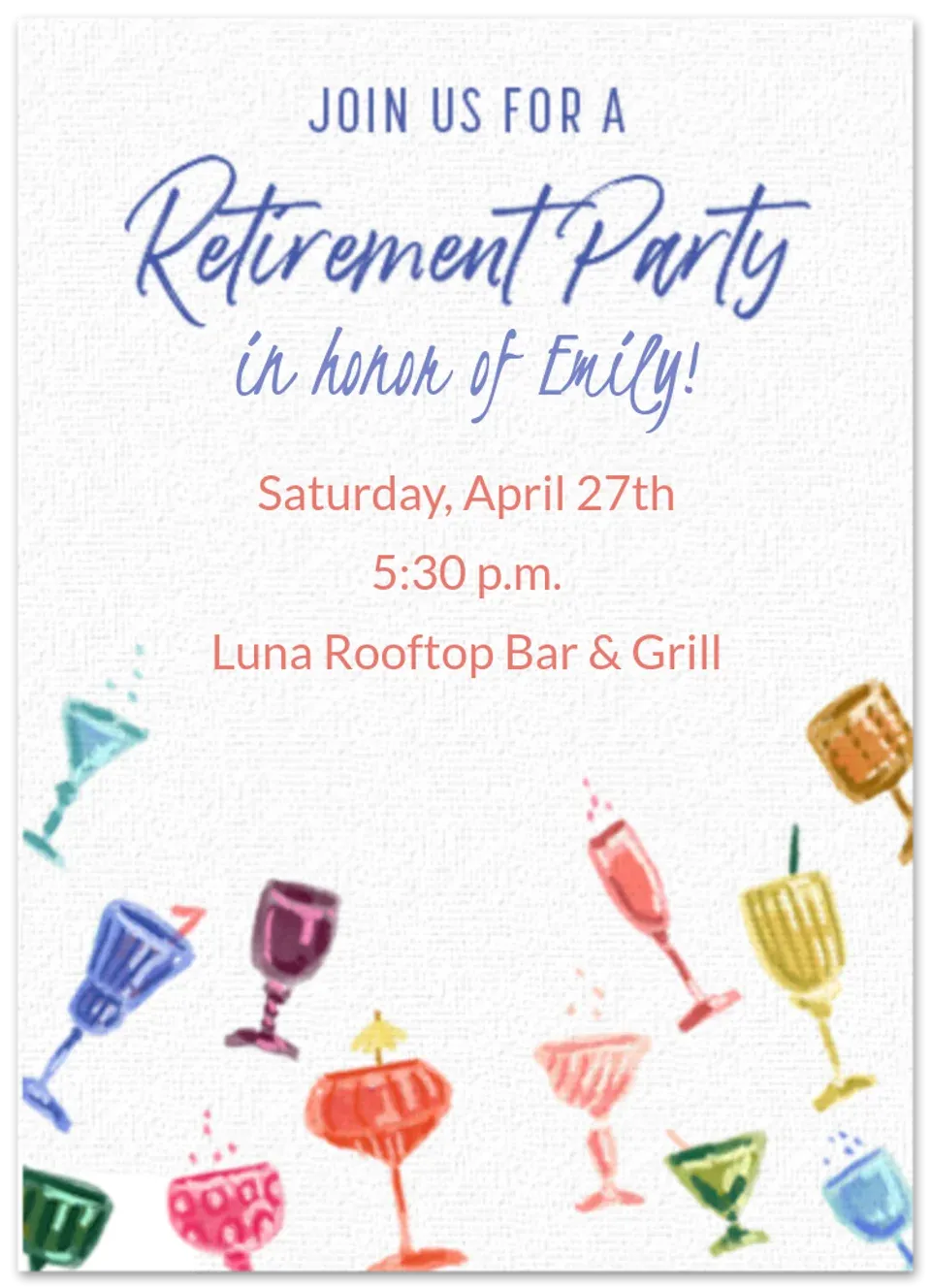 Colorful Party Glasses card