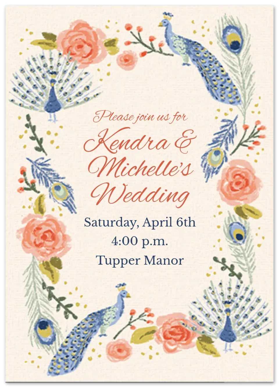 Elegant Peacock card