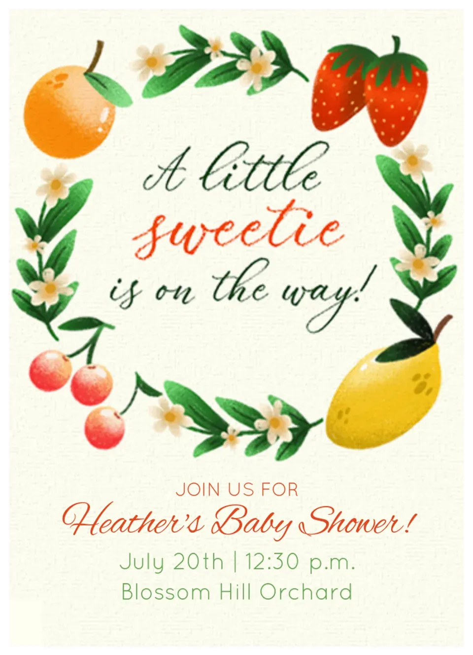 Fruit Baby Shower card