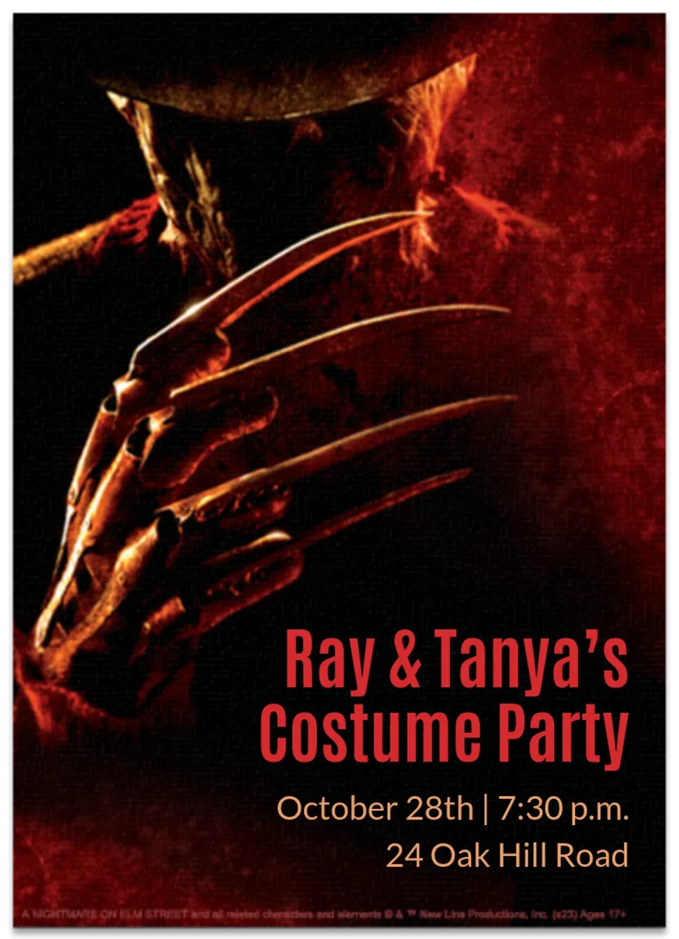 Nightmare on Elm Street card