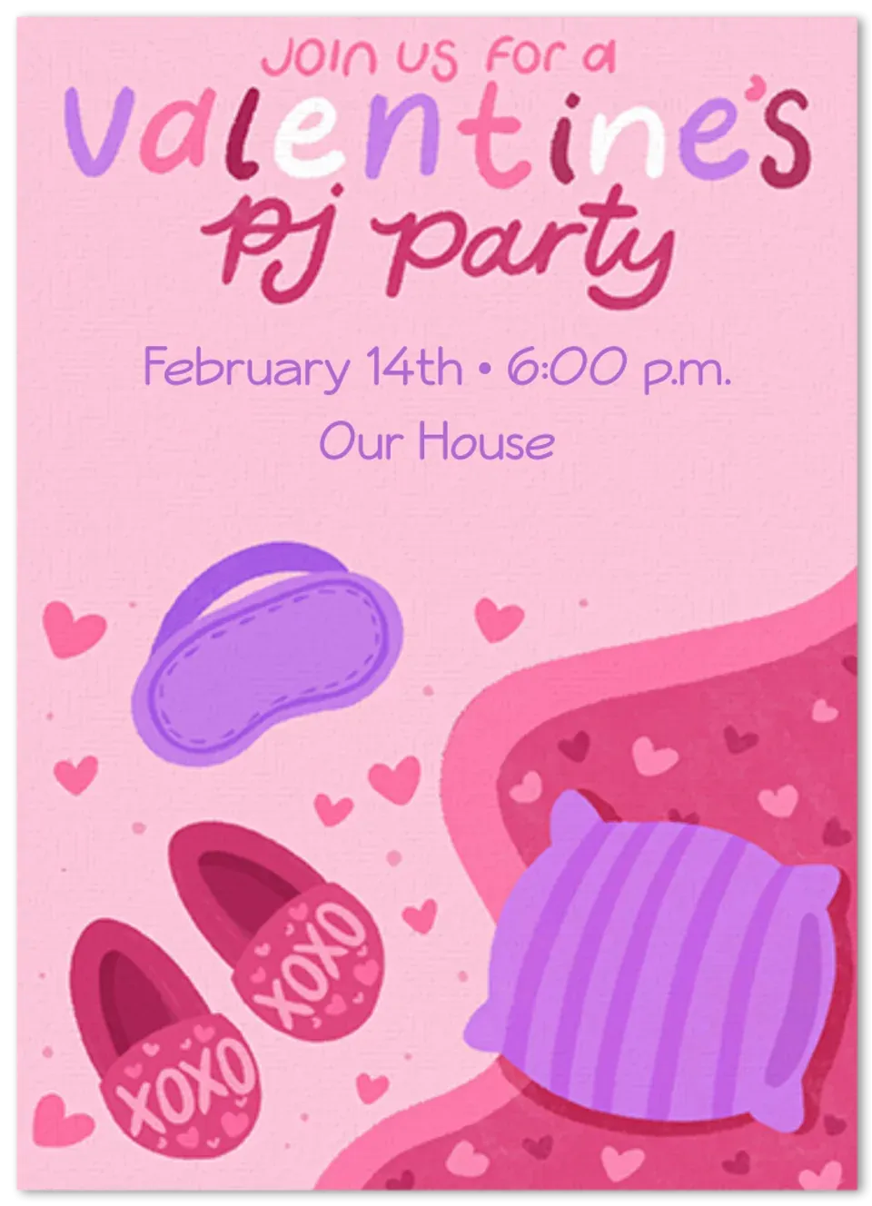 Valentine's Day PJ Party card