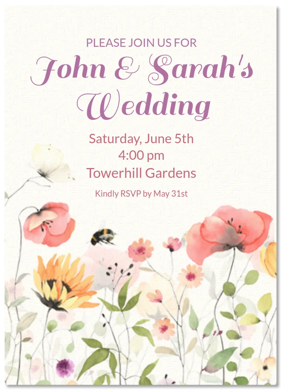 Wildflower Garden Wedding card